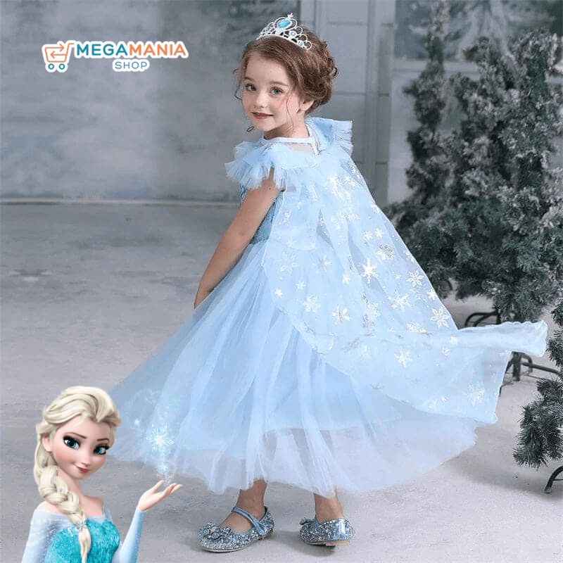 Vestido Fantasia Luxo Frozen + Brindes - Loja Mega Mania