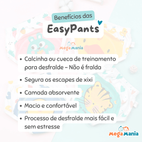 EasyPants - Calcinha e Cueca para Desfralde (4 PEÇAS) 1 a 5 anos - Loja Mega Mania
